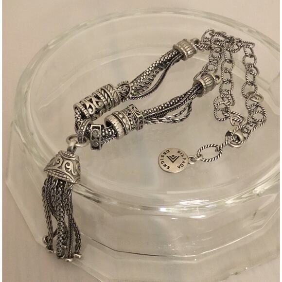 SILPADA Sterling Silver Ornate Gathered Tassel Necklace Retired N2305 MSR $329 - Picture 2 of 4